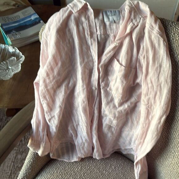 Rails Charli Cotton Gauze Top Blush Shadow Stripe Small - Picture 3 of 6